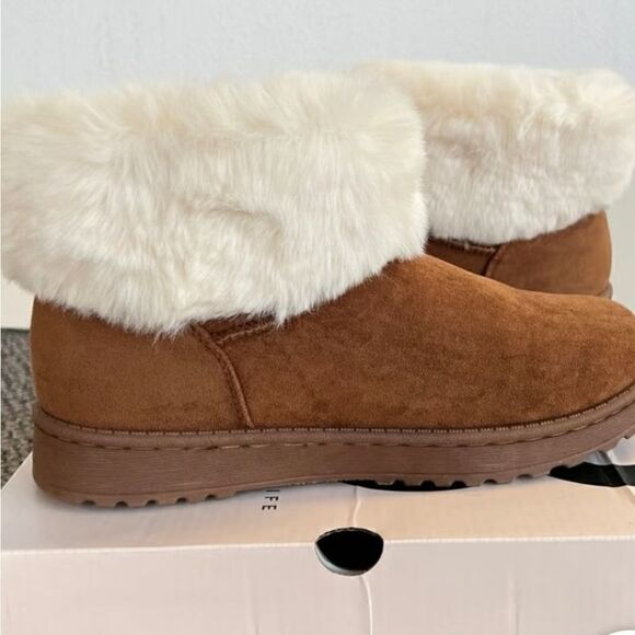 SO FAUX FUR SUEDE BOOTS Chestnut Sz 8 NWT - Picture 5 of 9